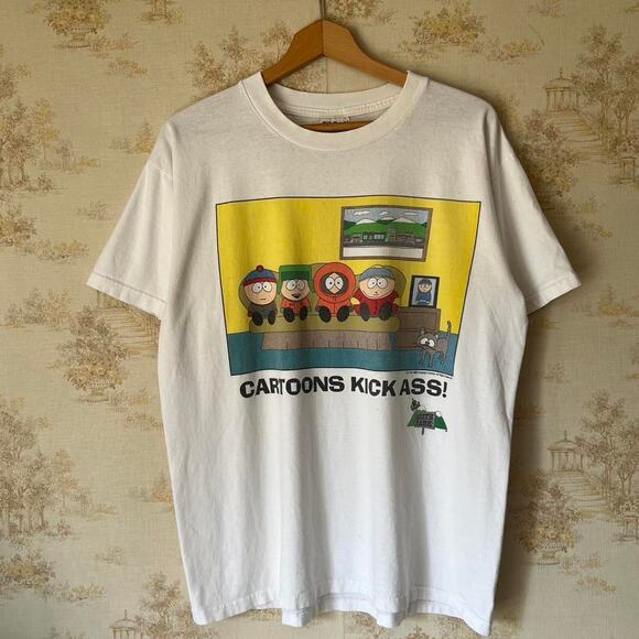 90s South Park “Cartoons Kick Ass!!” T-Shirt Size L - Picture 2 of 8